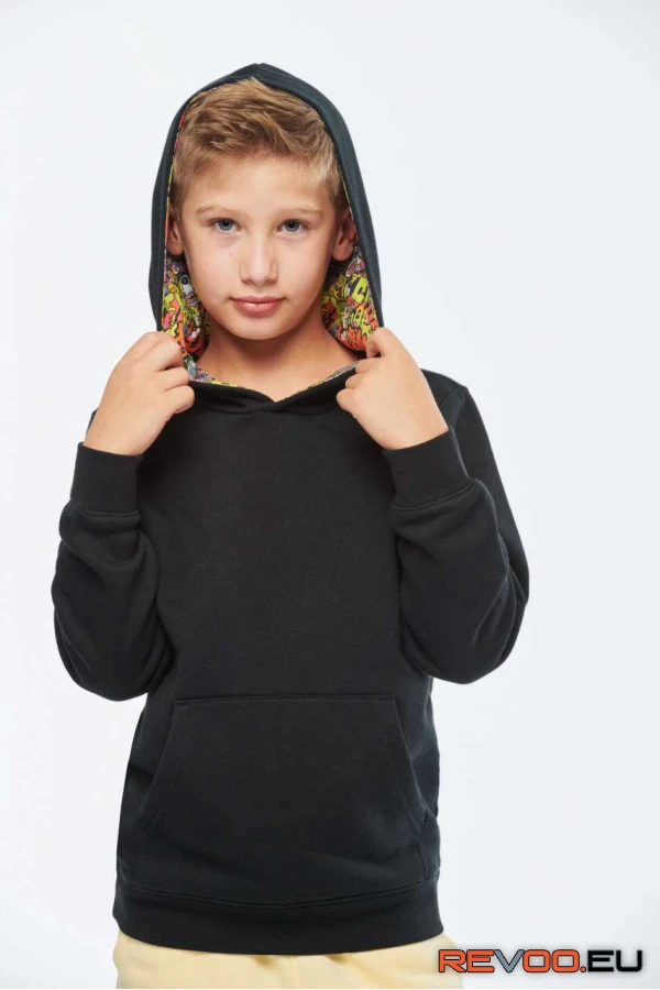 Uniszex kids contrast patterned kapucnis pulóver   Kariban KA4014